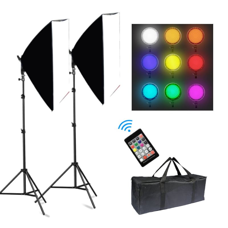 RGBW 45W LED softbox szett 3000-5500K, távirányítóval, 2m állvánnyal-18