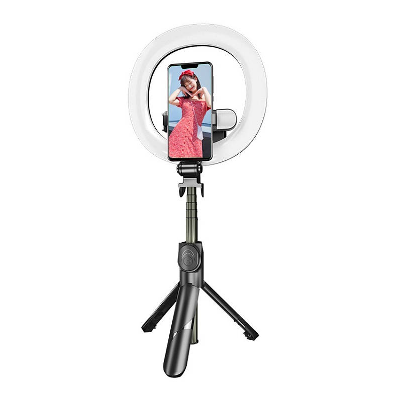 PULUZ selfie bot, állvány LED körfénnyel,  LED lámpával, Bluetooth távirányítóval (TBD0595696701A)-0