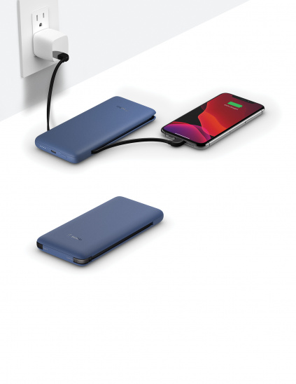 Belkin BoostCharge Plus USB-C Powerbank 10000 mAh, PD 18W kék integrált USB-C és Lightning kábelekkel (BPB006btBLU)-5