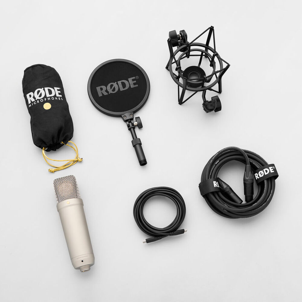 RODE NT1 nagymembrános kondenzátor stúdió mikrofon XLR és USB csatlakozókkal, 5th generáció, ezüst-6