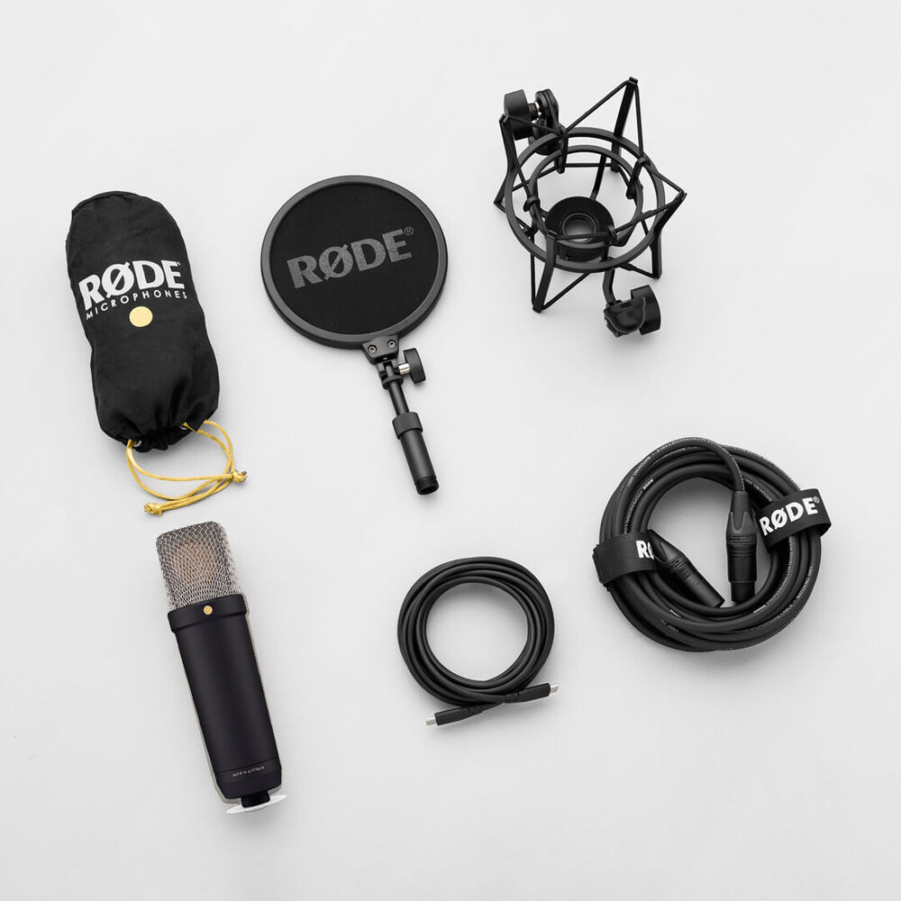 RODE NT1 nagymembrános kondenzátor stúdió mikrofon XLR és USB csatlakozókkal, 5th generáció, fekete-4