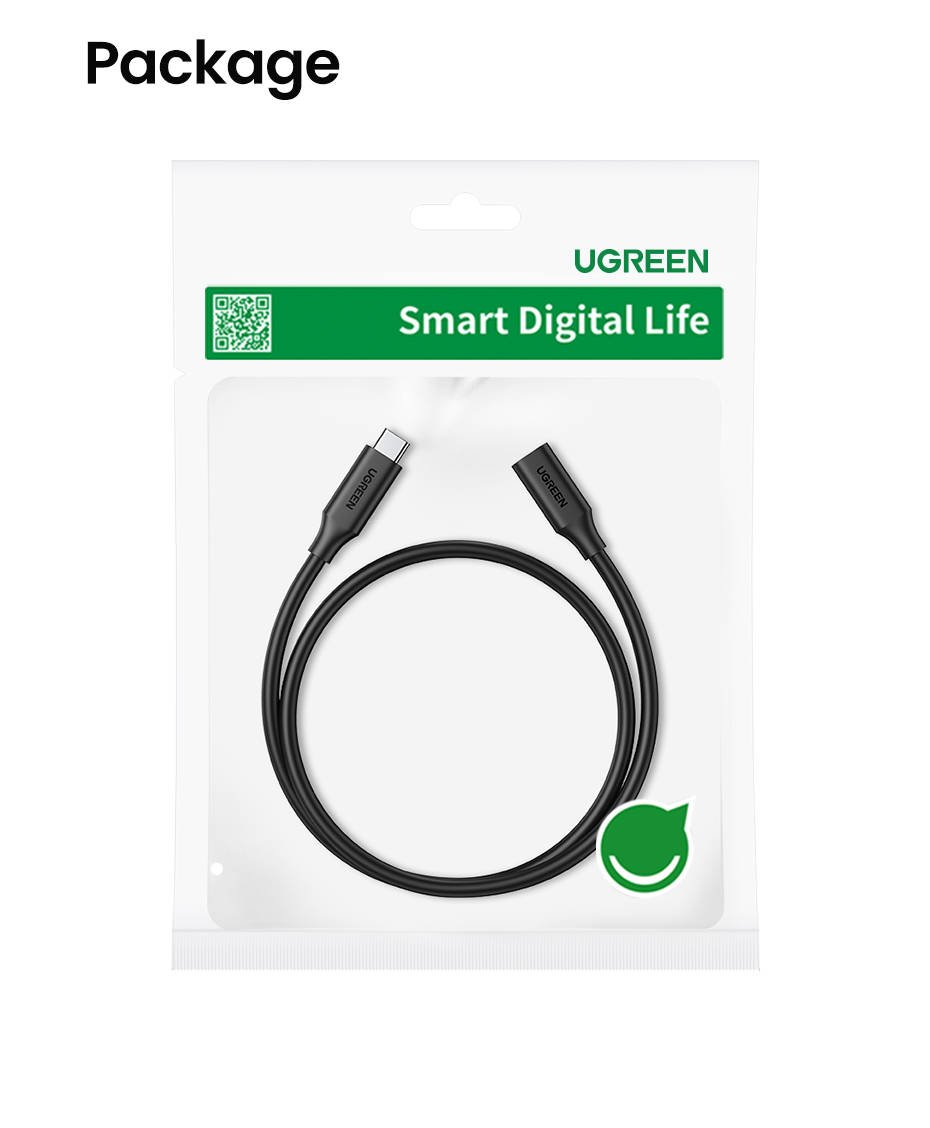Ugreen USB-C 3.1 Gen2 hosszabbító kábel, 4K, 100W, 1m (fekete)-1