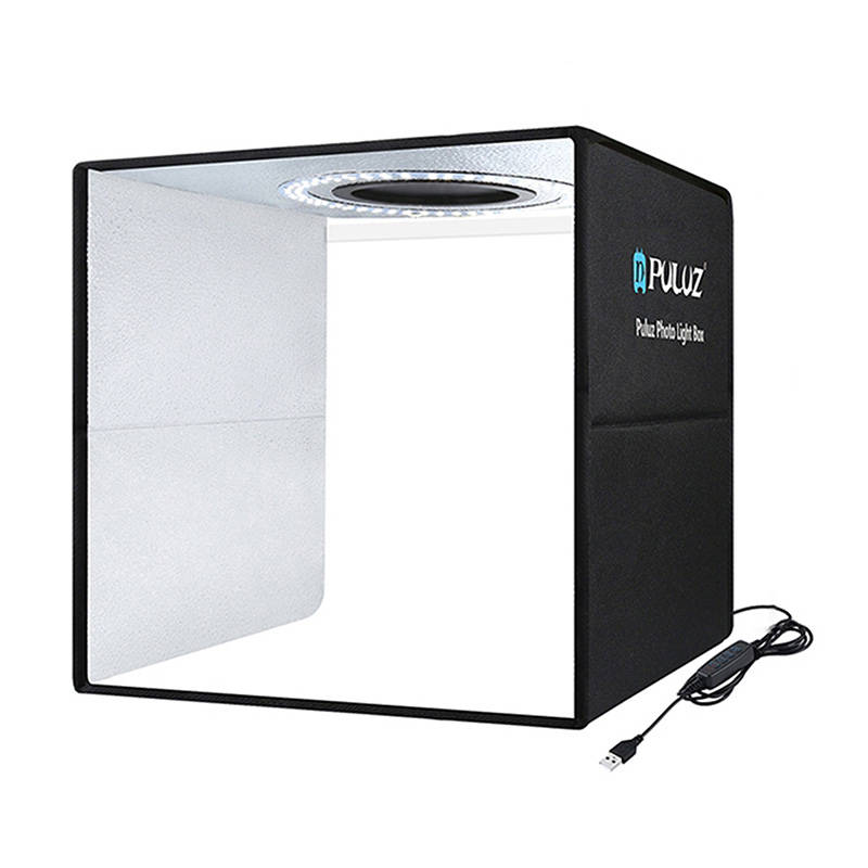 PULUZ mini fotódoboz, tárgysátor 30x30cm 6db háttérrel, állítható fényerővel, fekete (PU5032B)-0