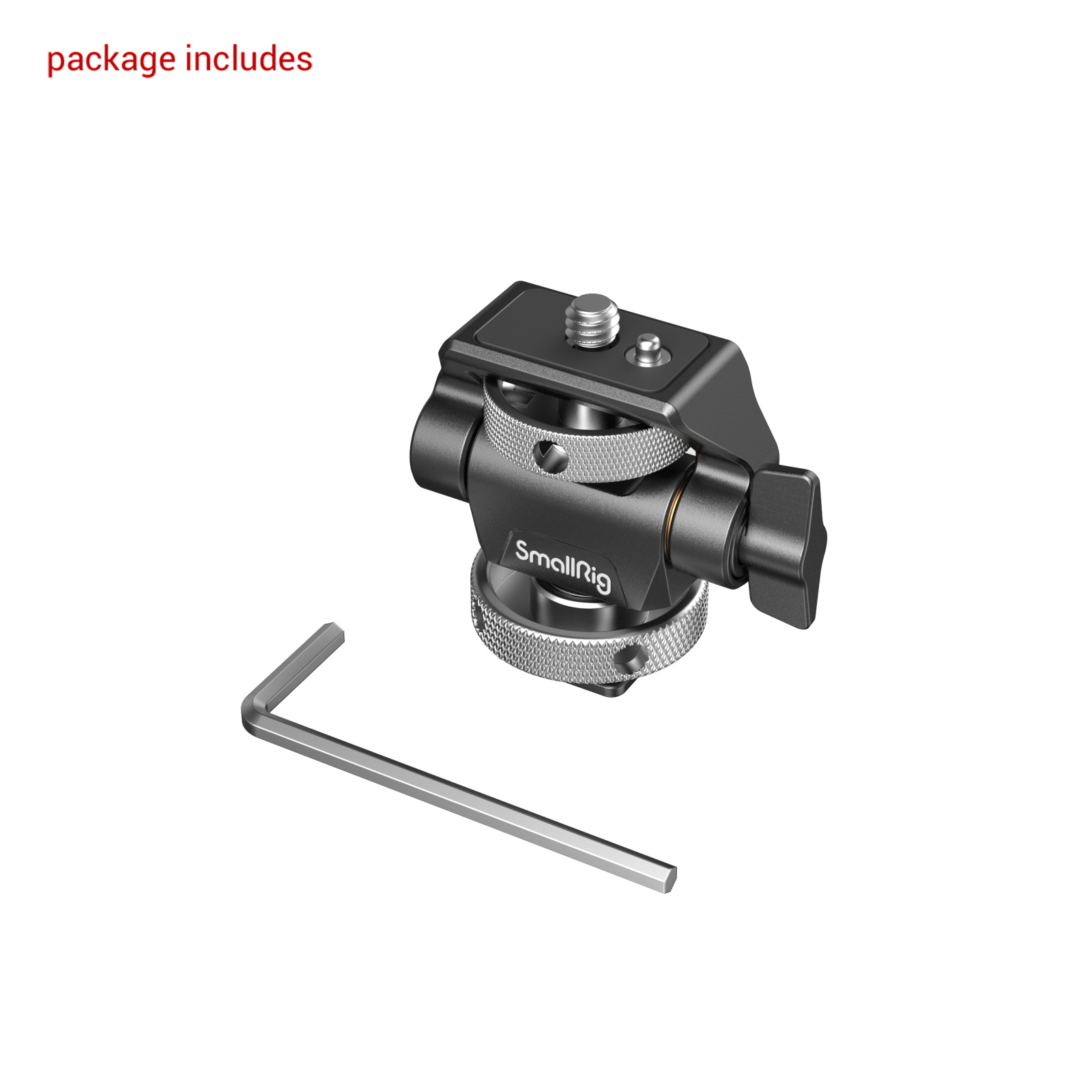 SmallRig monitortartó adapter 1/4-es csatlakozással, vakupapucs adapterrel dönthető, forgatható (2905B)-2