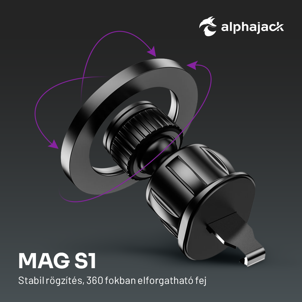 Alphajack MAG S1 mágneses telefontartó szellőzőre (Magsafe kompatibilis) autós-2