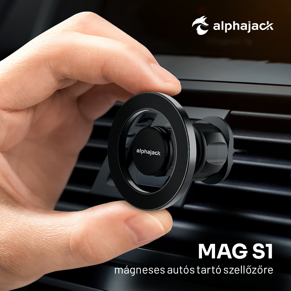 Alphajack MAG S1 mágneses telefontartó szellőzőre (Magsafe kompatibilis) autós-1