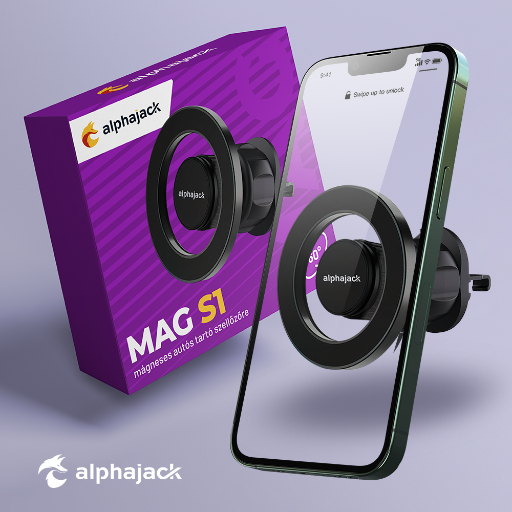 Alphajack MAG S1 mágneses telefontartó szellőzőre (Magsafe kompatibilis) autós-6