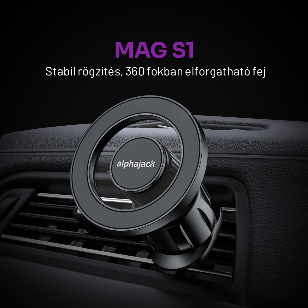 Alphajack MAG S1 mágneses telefontartó szellőzőre (Magsafe kompatibilis) autós-4