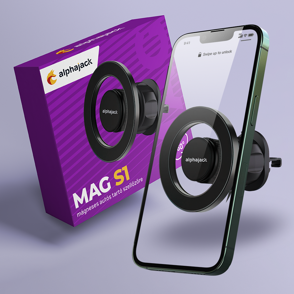 Alphajack MAG S1 mágneses telefontartó szellőzőre (Magsafe kompatibilis) autós-0