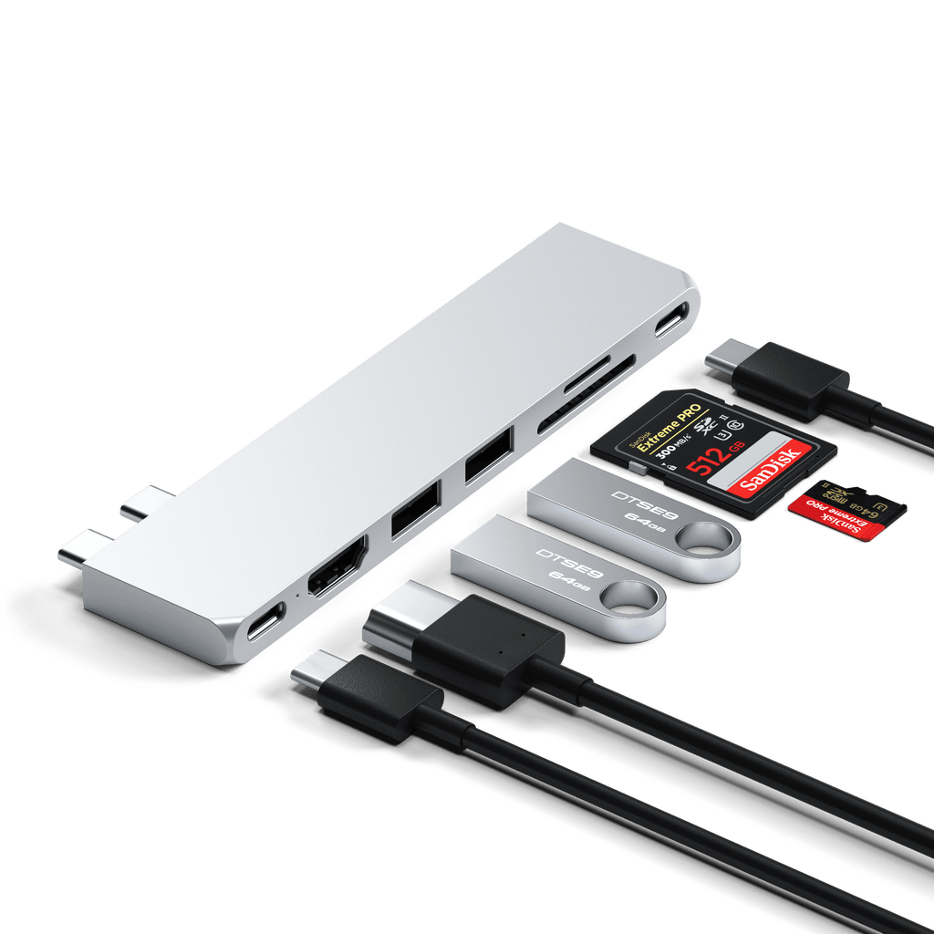 Satechi PRO HUB SLIM (1xUSB4, 1xHDMI, 2xUSB-A, SD/MicroSD, UHS-I akár 104MB/s, SD/SDHC/SDXC 2TB-ig, 1xUSB-C) - ezüst-4