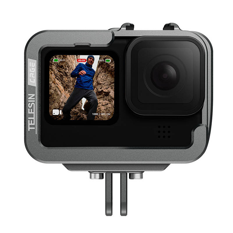TELESIN alumínium cage, keret GoPro Hero 11/10/9 akciókamerákhoz + vertikális adapter (GP-FMS-G11-TZ)-3