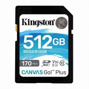 KINGSTON Memóriakártya SDXC 512GB Canvas Go Plus 170R C10 UHS-I U3 V30
