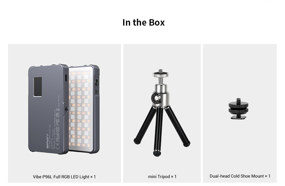 SmallRig Vibe P96L RGB Video Light, LED lámpa, videólámpa + állvány (Tripod plus edition) (3681B)-18