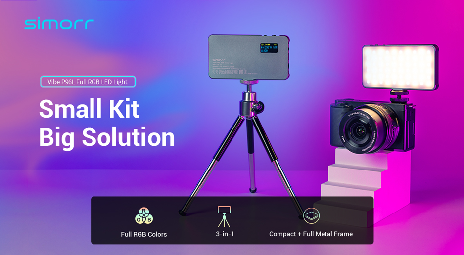 SmallRig Vibe P96L RGB Video Light, LED lámpa, videólámpa + állvány (Tripod plus edition) (3681B)-19