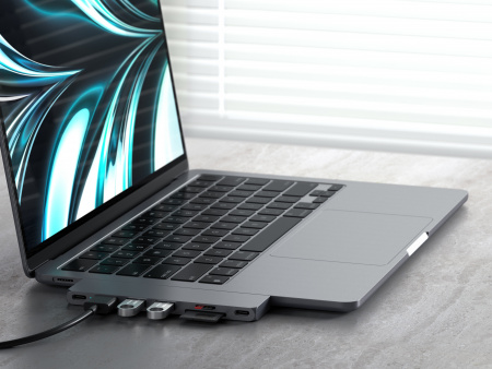 Satechi PRO HUB SLIM (1xUSB4, 1xHDMI, 2xUSB-A, SD/MicroSD, UHS-I akár 104MB/s, SD/SDHC/SDXC 2TB-ig, 1xUSB-C) - asztroszürke-2