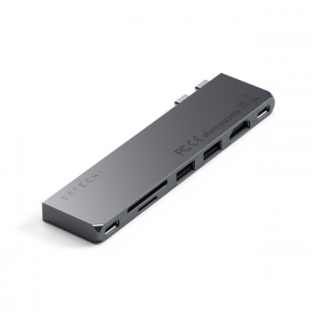 Satechi PRO HUB SLIM (1xUSB4, 1xHDMI, 2xUSB-A, SD/MicroSD, UHS-I akár 104MB/s, SD/SDHC/SDXC 2TB-ig, 1xUSB-C) - asztroszürke-0