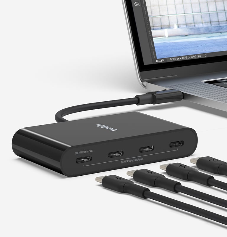 Belkin CONNECT USB-C elosztó adapter - 4-Port USB-C Hub - fekete-5