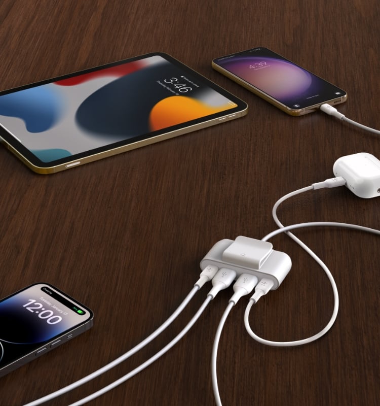 Belkin BOOST CHARGE 4-Port USB-C hosszabbító, elosztó adapter - fehér-3