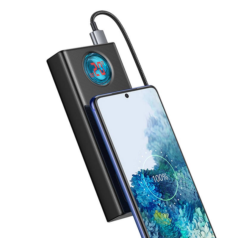 Baseus Amblight Powerbank 30000mAh, 4xUSB, USB-C, 65W (fekete)-6