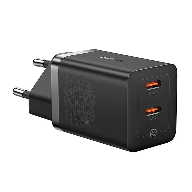  Baseus GaN5 hálózati töltő adapter 2x USB-C 40W (fekete)-8