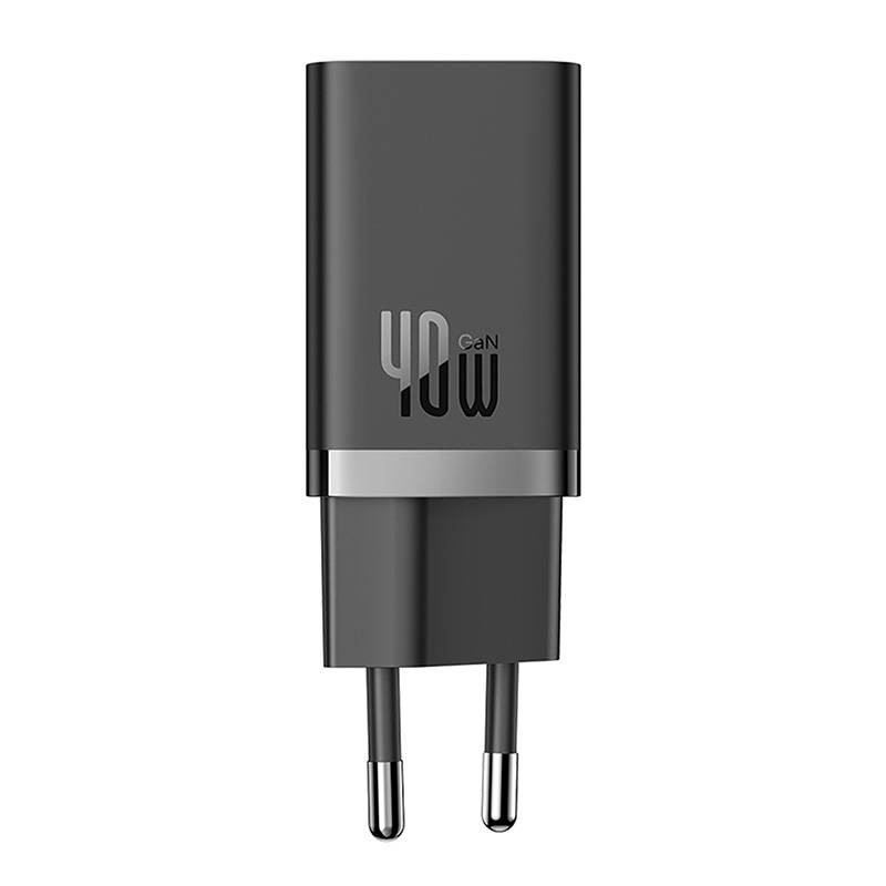  Baseus GaN5 hálózati töltő adapter 2x USB-C 40W (fekete)-6