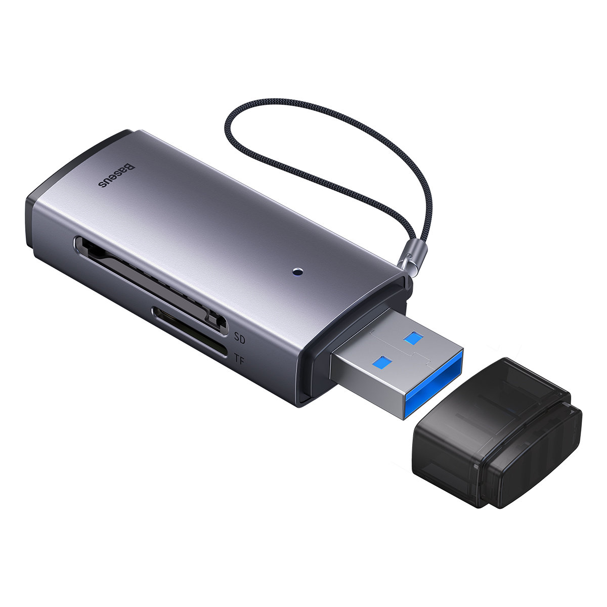 Baseus Lite Series adapter SD / TF USB memóriakártya olvasó szürke (WKQX060013)-0