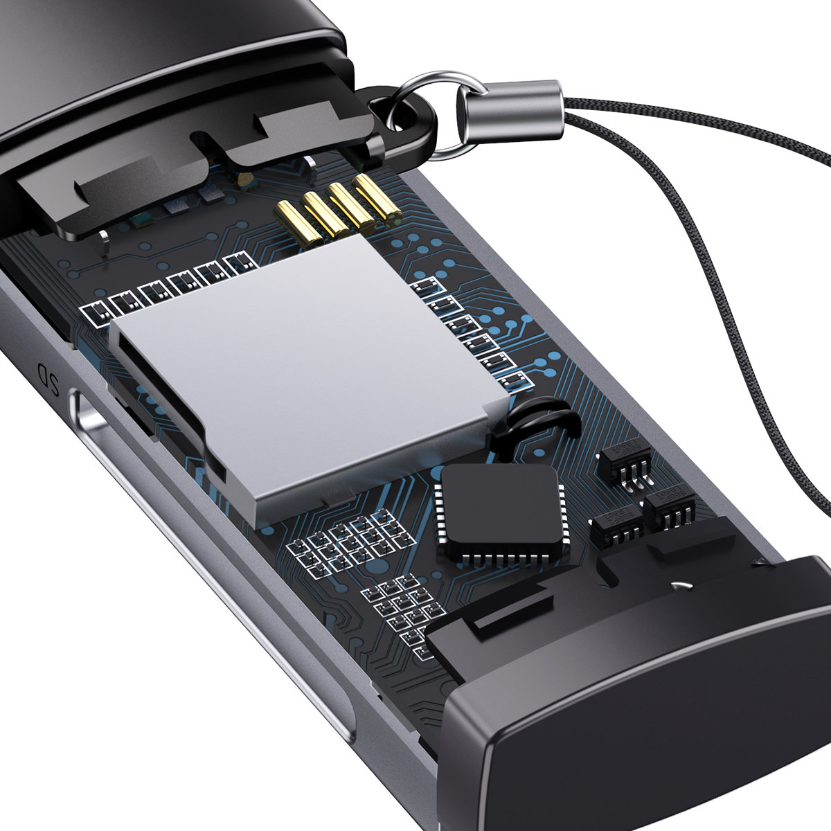 Baseus Lite Series adapter SD / TF USB memóriakártya olvasó szürke (WKQX060013)-3