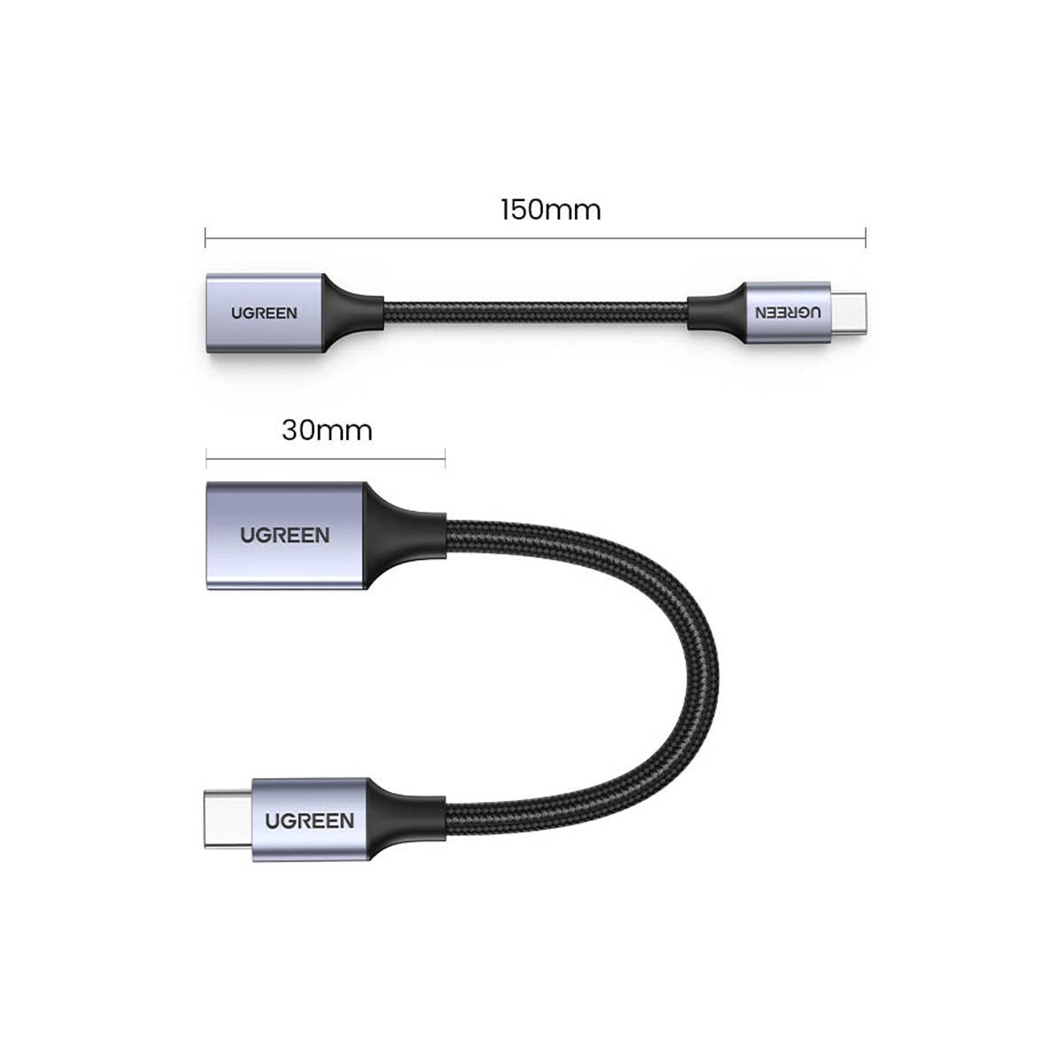 Ugreen OTG adapter kábel USB-C - USB-A 5Gb/s 0.15m fekete (US378)-2