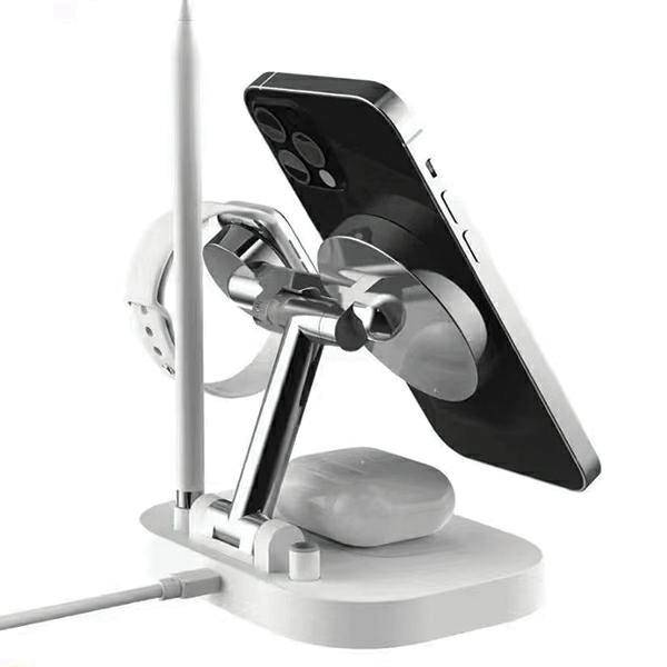 AWEI Indukciós töltő 4 az 1-ben 15 W gyorstöltő (W22) fekete (iPhone Magsafe, Apple Watch, Airpods, Apple Pencil Lightning)-3