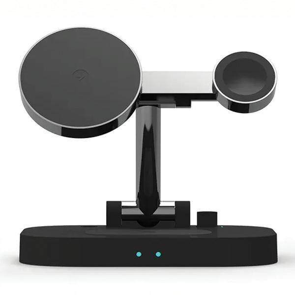 AWEI Indukciós töltő 4 az 1-ben 15 W gyorstöltő (W22) fekete (iPhone Magsafe, Apple Watch, Airpods, Apple Pencil Lightning)-0