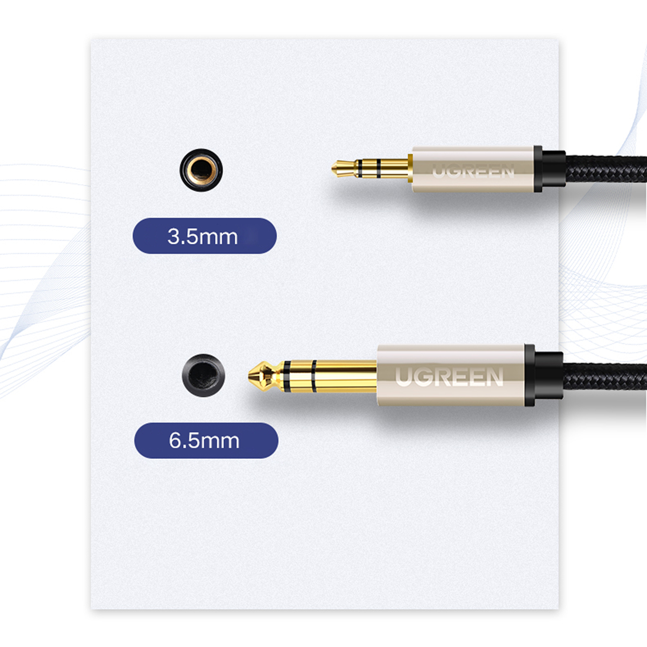 Ugreen AV127 3.5mm-es jack sztereó kábel 6.35mm TRS-hez - 2m szürke-2