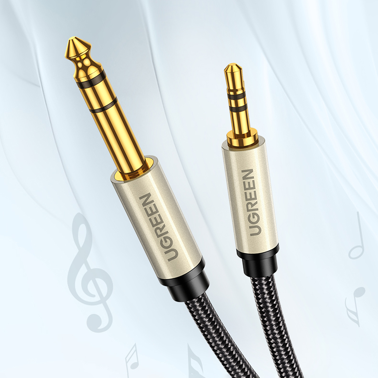 Ugreen AV127 3.5mm-es jack sztereó kábel 6.35mm TRS-hez - 2m szürke-3