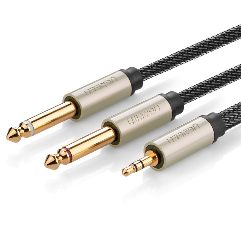 Ugreen AV126 3.5mm-es TRS kábel 2x TS 6.35mm - 2m szürke-0