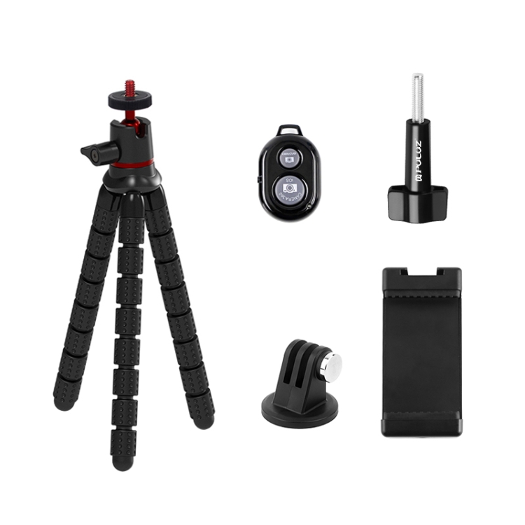PULUZ flexibilis, rugalmas állvány gömbfejjel fényképezőgéphez, akciókamerához, mobiltelefonhoz bluetooth kioldóval (PU860)-0