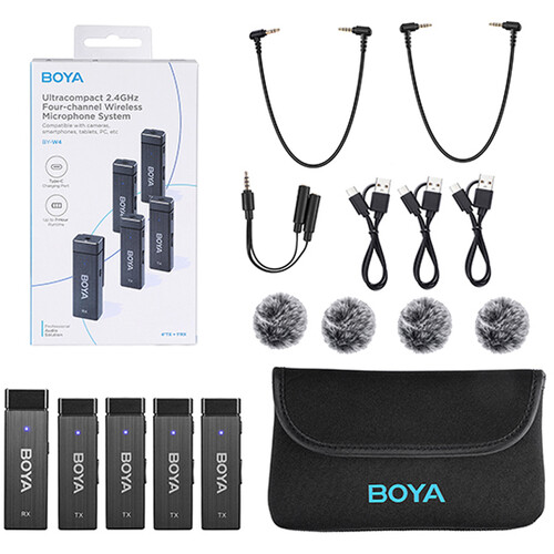 BOYA BY-W4 2.4GHz Univerzális vezeték nélküli mikrofon szett (1+4)-5