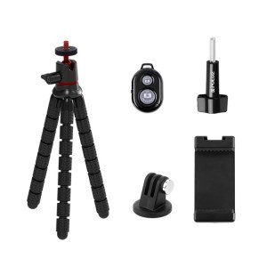 PULUZ flexibilis, rugalmas állvány gömbfejjel fényképezőgéphez, akciókamerához, mobiltelefonhoz bluetooth kioldóval (PU860)