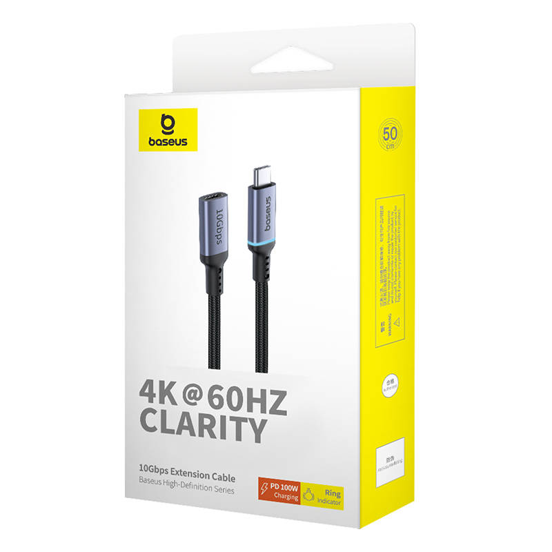 Baseus 0,5m hosszabító kábel USB-C High Definition 10Gbps fekete-1