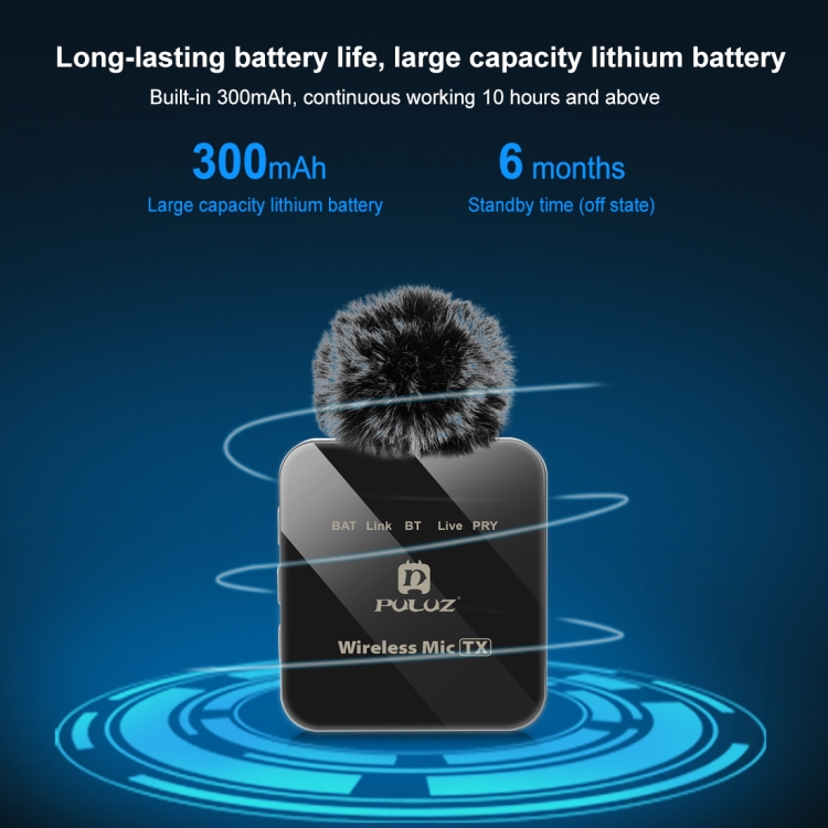 PULUZ vezeték nélküli mikrofon (2 adó + 1 vevő iOS) lightning csatlakozással (PU647B)-3