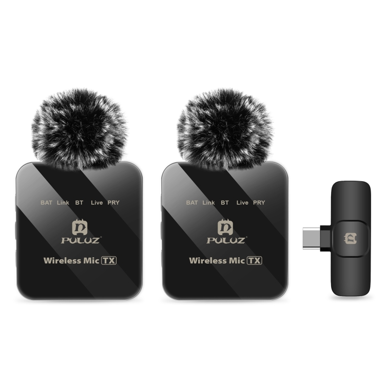 PULUZ vezeték nélküli mikrofon (2 adó + 1 vevő) USB-C csatlakozással (PU648B)-0