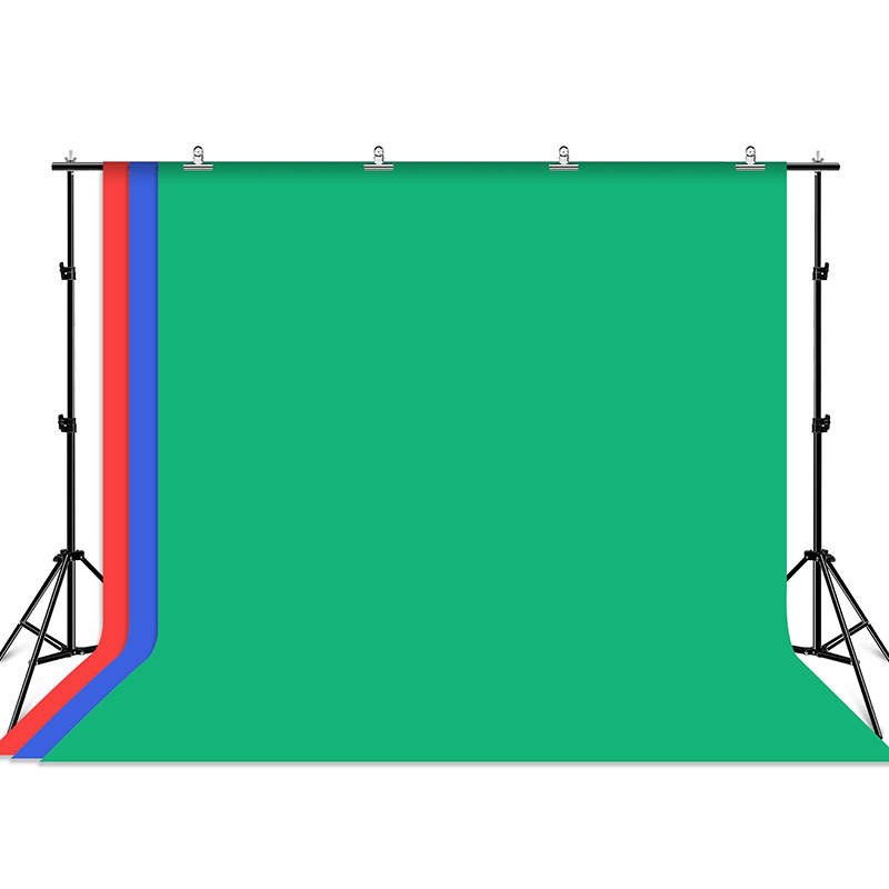 PULUZ 2x3m háttértartó állvány + 3db szövet háttér 3x2.9m (zöld, kék, piros) (PKT5205)-0