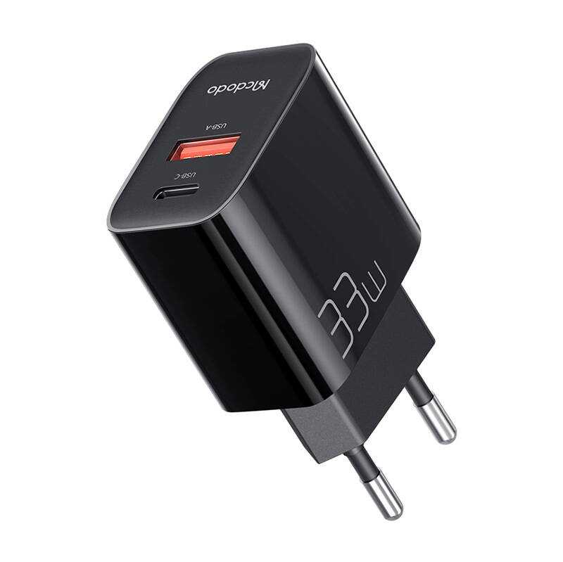 Mcdodo CH-0921 USB-A + USB-C hálózati töltő adapter GaN 33W (fekete)-1
