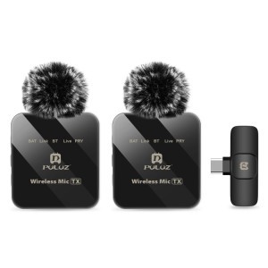 PULUZ vezeték nélküli mikrofon (2 adó + 1 vevő) USB-C csatlakozással (PU648B)