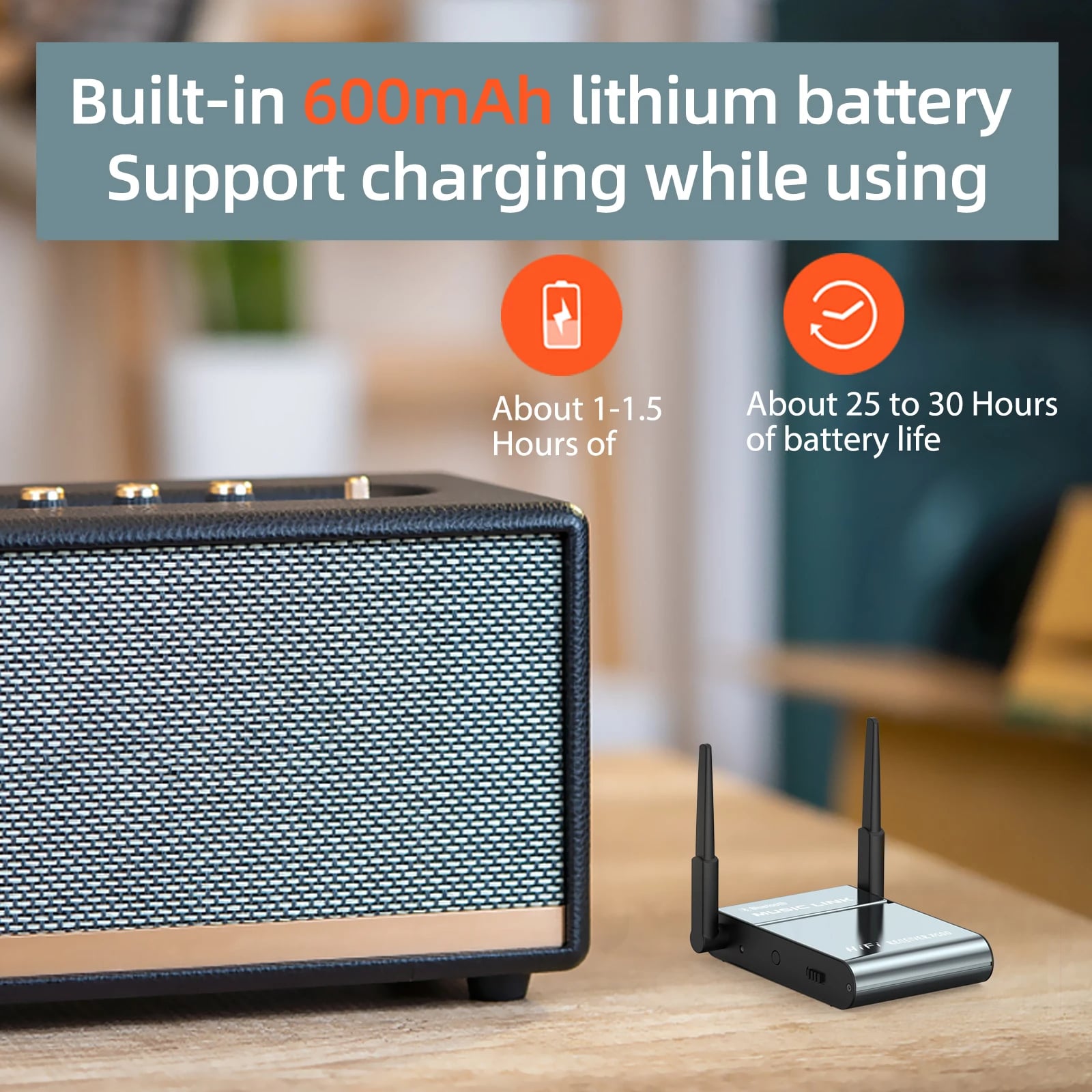 HIGI X500 bluetooth audio vevő AUX 3.5mm, beépített akkumulátorral-4