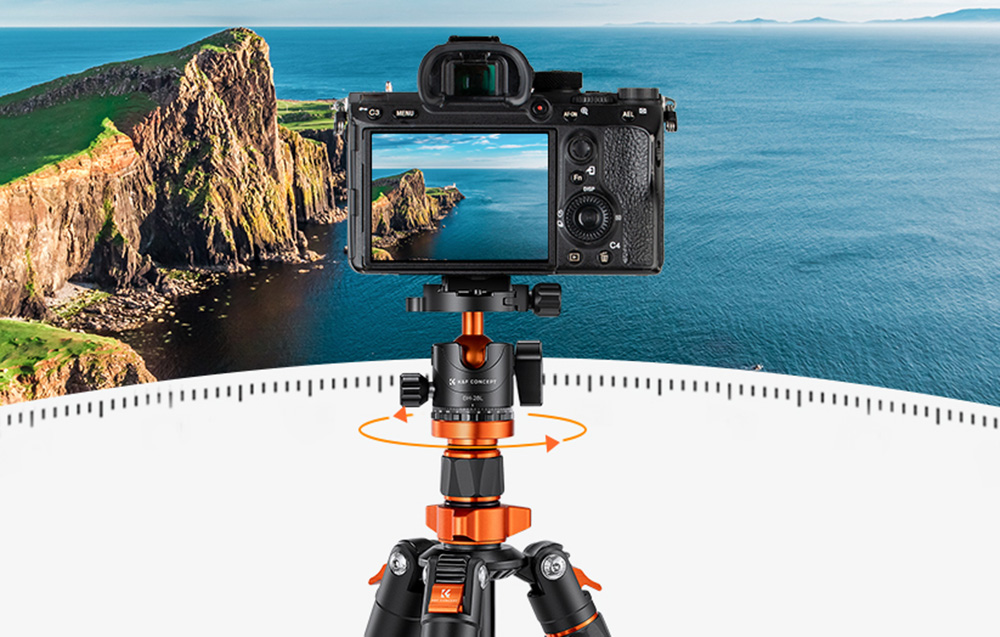 KF Concept K234A7+BH-28L fényképező állvány, tripod gömbfejjel + elforgatható középoszlop (KF09.087V5)-4