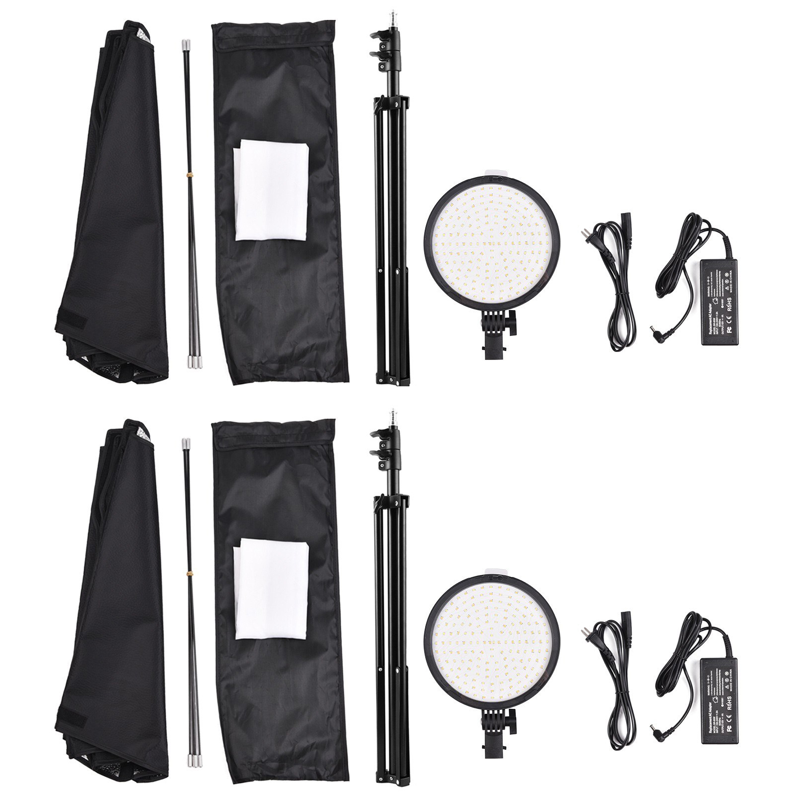 Jackal AS-48B LED softbox szett, 1,6x5m tekercses hátterekkel (zöld, fehér, fekete), 2x2m háttértartó állvánnyal-4