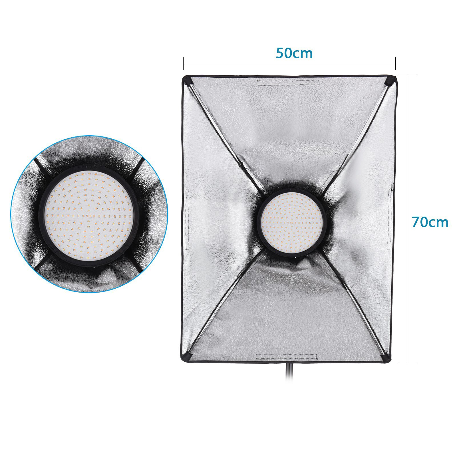 Jackal AS-48B LED softbox szett, 1,6x5m tekercses hátterekkel (zöld, fehér, fekete), 2x2m háttértartó állvánnyal-2