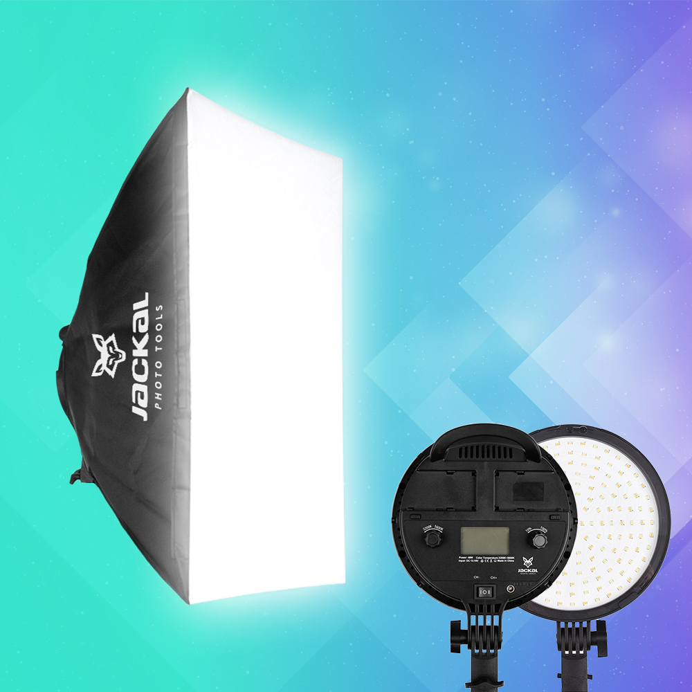 Jackal AS-48B LED softbox, 3200-5600K tápegységgel, NP-F akkumulátor foglalattal 48W-3