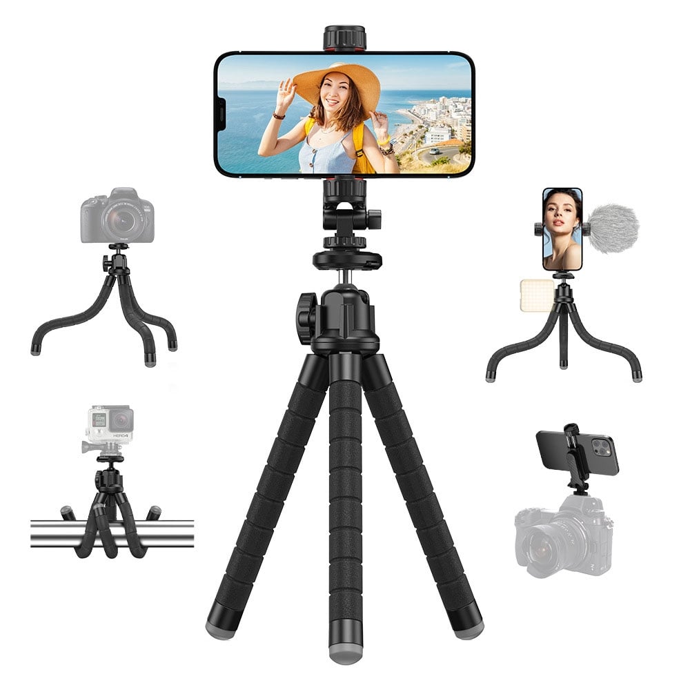 Apexel APL-JJ025 flexibilis tripod, állvány mobiltelefonhoz, akciókamerához bluetooth kioldóval-0