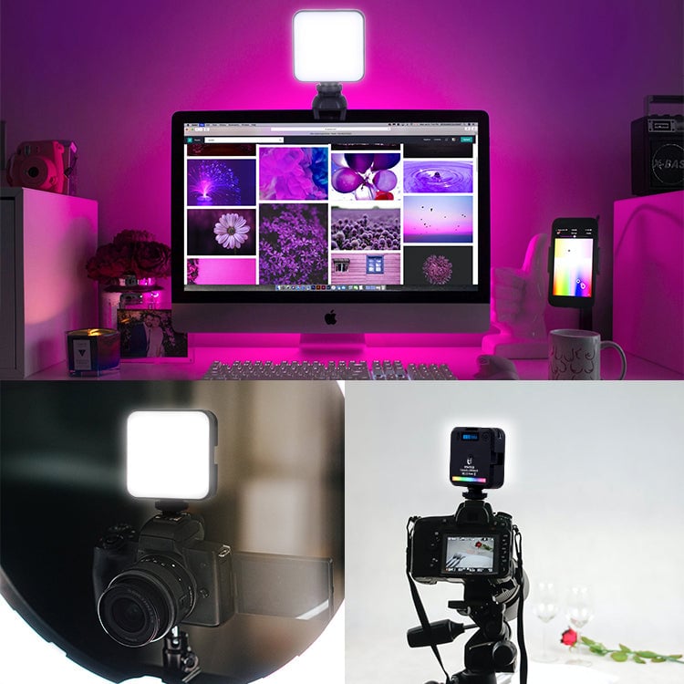 LUXCEO W64 mini RGB LED lámpa, világítás 2500-9000K beépített akkumulátorral-9