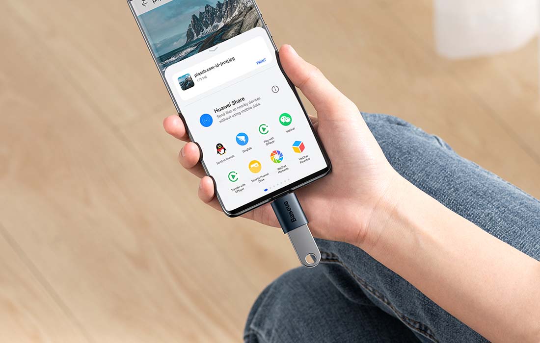 Baseus Ingenuity USB-C – USB-A OTG adapter (kék)-7